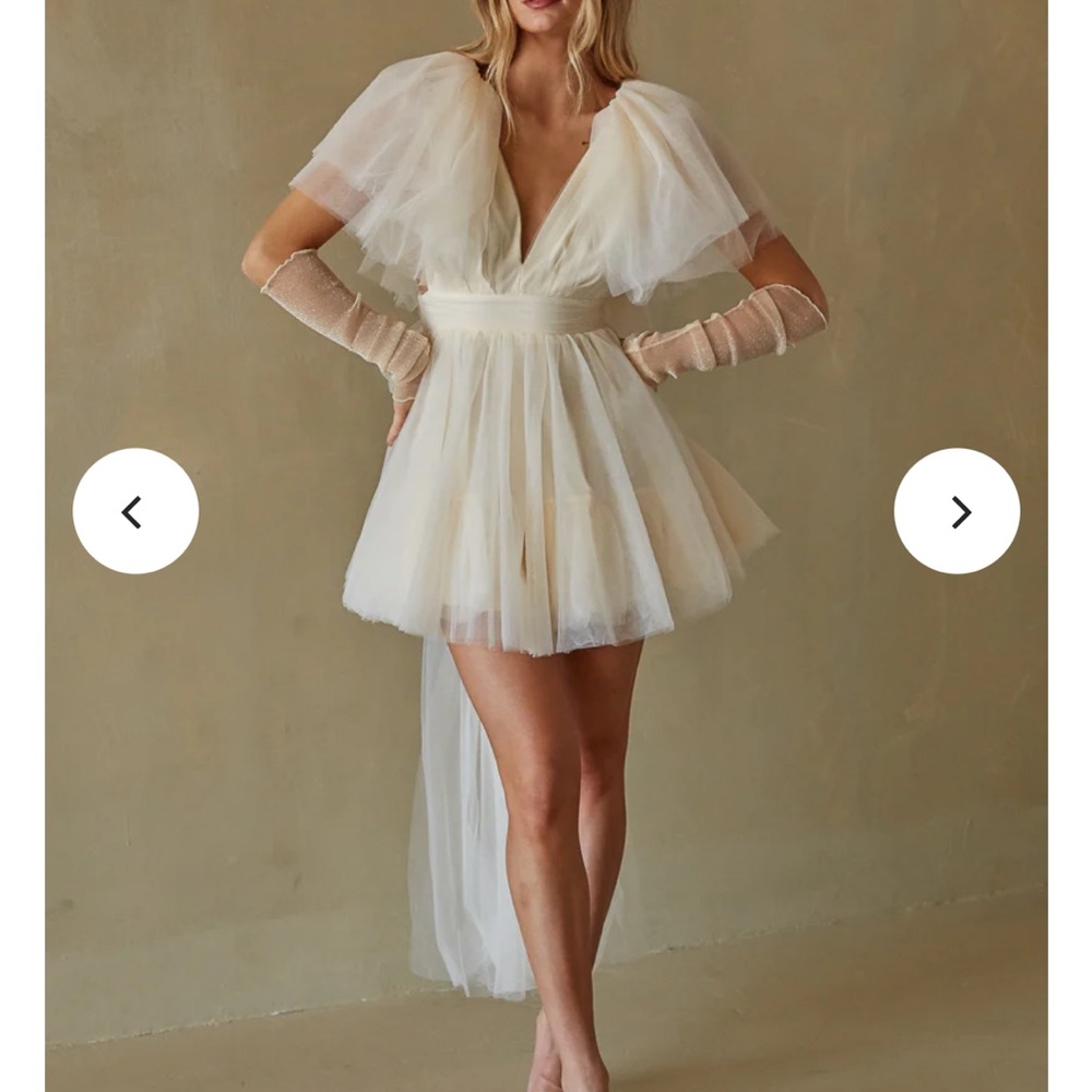 American Threads tulle bow train mini dress